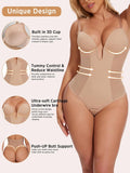 Women Shapewear Bodysuit Built in Bra Tummy Control U Plunge Backless Thong Body Suits