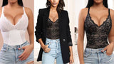 Lace Bodysuit for Women Tummy Control Shapewear V Neck Backless Tank Tops One Piece Body Shaper Fajas Thongs