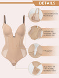 Women Shapewear Bodysuit Built in Bra Tummy Control U Plunge Backless Thong Body Suits