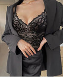 Lace Bodysuit for Women Tummy Control Shapewear V Neck Backless Tank Tops One Piece Body Shaper Fajas Thongs
