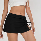 Women's New Drawstring Fashion Swim Trunk Beach Pants Hip-Hugging Tummy-Control High-Waisted Swimwear