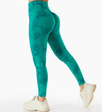 Women's high waist Peach tie dye yoga pants abdominal tightening hip lifting fitness seamless sports tight pants legging