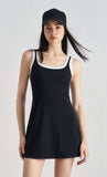 Dual-Strap Color-Block High-End Elastic Hem Tennis Dress