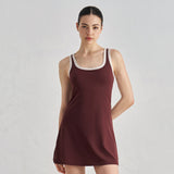 Dual-Strap Color-Block High-End Elastic Hem Tennis Dress