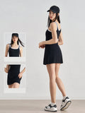 Dual-Strap Color-Block High-End Elastic Hem Tennis Dress