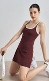 Dual-Strap Color-Block High-End Elastic Hem Tennis Dress