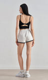 Retro Color-Block High-Waist Yoga Shorts for Women