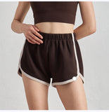 Retro Color-Block High-Waist Yoga Shorts for Women