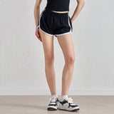 Retro Color-Block High-Waist Yoga Shorts for Women
