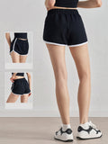 Retro Color-Block High-Waist Yoga Shorts for Women