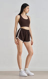 Retro Color-Block High-Waist Yoga Shorts for Women