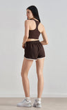 Retro Color-Block High-Waist Yoga Shorts for Women