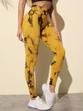 Women's high waist Peach tie dye yoga pants abdominal tightening hip lifting fitness seamless sports tight pants legging
