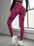 Women's high waist Peach tie dye yoga pants abdominal tightening hip lifting fitness seamless sports tight pants legging