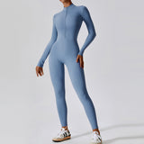 Seamless Zip-Up Long-Sleeve Yoga Jumpsuit