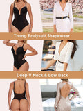 Women Shapewear Bodysuit Built in Bra Tummy Control U Plunge Backless Thong Body Suits