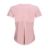 Women yoga soft shirts ladies sports workout top girls running tee Gym t-shirt back open