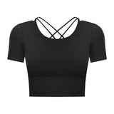 Back cross short sleeve tight T shirt