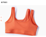 Fake 2 pcs mesh U neck sports training bra