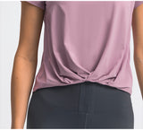 Women's short sleeve fold design T-shirt