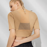 Workout Shirts for Women Mesh Back Fitness Gym Yoga Tops Sleeve T Shirts