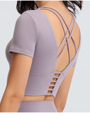 Back cross short sleeve tight T shirt