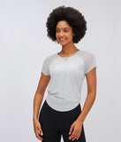 Women's back open loose fit yoga wear top T shirt