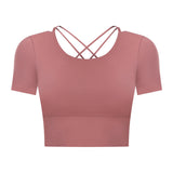 Back cross short sleeve tight T shirt
