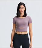 Women's short open front tight smooth fabric yoga wear top