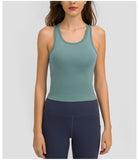 fitness sleeveless  sport vest   short tank top with tight straps for ladies