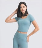 Women's tight O neck smooth fabric T-shirt