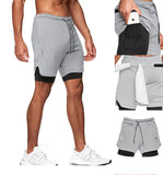 Men’s 2 in 1 Running Shorts Quick Dry Gym Athletic Workout Shorts for Men with Phone Pockets