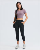 Women's short open front tight smooth fabric yoga wear top