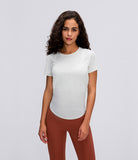 Women yoga soft shirts ladies sports workout top girls running tee Gym t-shirt back open