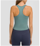 fitness sleeveless  sport vest   short tank top with tight straps for ladies