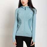 Womens Full Zip Athletic Running Jackets Hooded Sport Track Jackets with Thumb Holes