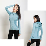 Womens Full Zip Athletic Running Jackets Hooded Sport Track Jackets with Thumb Holes