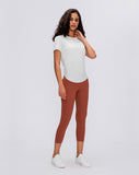 Women yoga soft shirts ladies sports workout top girls running tee Gym t-shirt back open