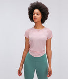 Women's back open loose fit yoga wear top T shirt