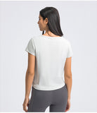 Women's short sleeve fold design T-shirt