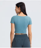 Women's short open front tight smooth fabric yoga wear top