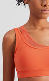 Fake 2 pcs mesh U neck sports training bra
