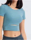 Women's short open front tight smooth fabric yoga wear top