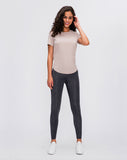 Women yoga soft shirts ladies sports workout top girls running tee Gym t-shirt back open