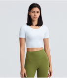 Back cross short sleeve tight T shirt