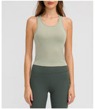 fitness sleeveless  sport vest   short tank top with tight straps for ladies