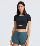 Women's short open front tight smooth fabric yoga wear top