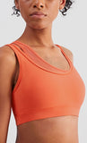 Fake 2 pcs mesh U neck sports training bra