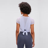 Women's back open loose fit yoga wear top T shirt