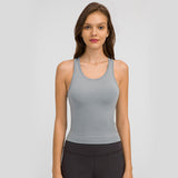 fitness sleeveless  sport vest   short tank top with tight straps for ladies
